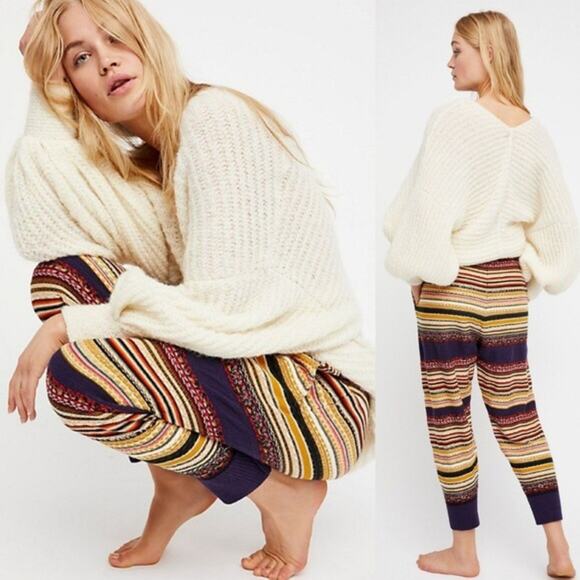Free People Womens All Mixed Up Striped Knit Jogger Size XS Multicolor NWT - Picture 1 of 8
